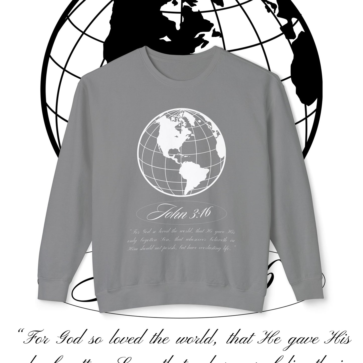 John 3:16 Sweater - Christian Unisex Lightweight Crewneck Sweatshirt (white + π)