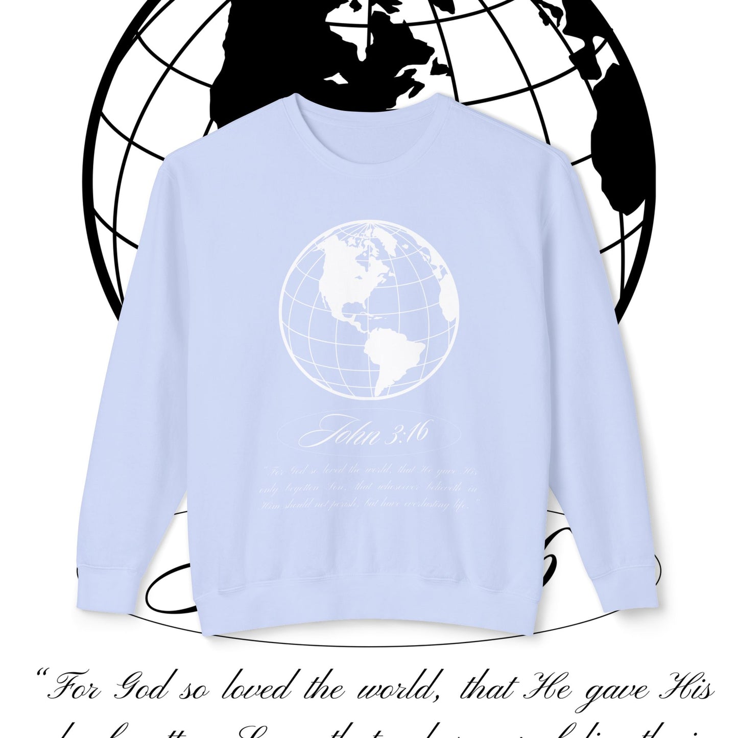 John 3:16 Sweater - Christian Unisex Lightweight Crewneck Sweatshirt (white + π)