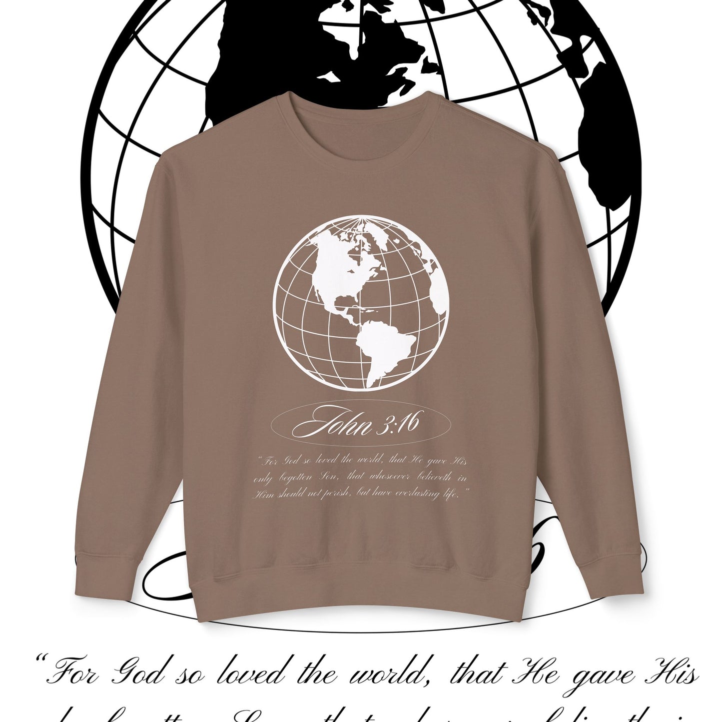 John 3:16 Sweater - Christian Unisex Lightweight Crewneck Sweatshirt (white + π)