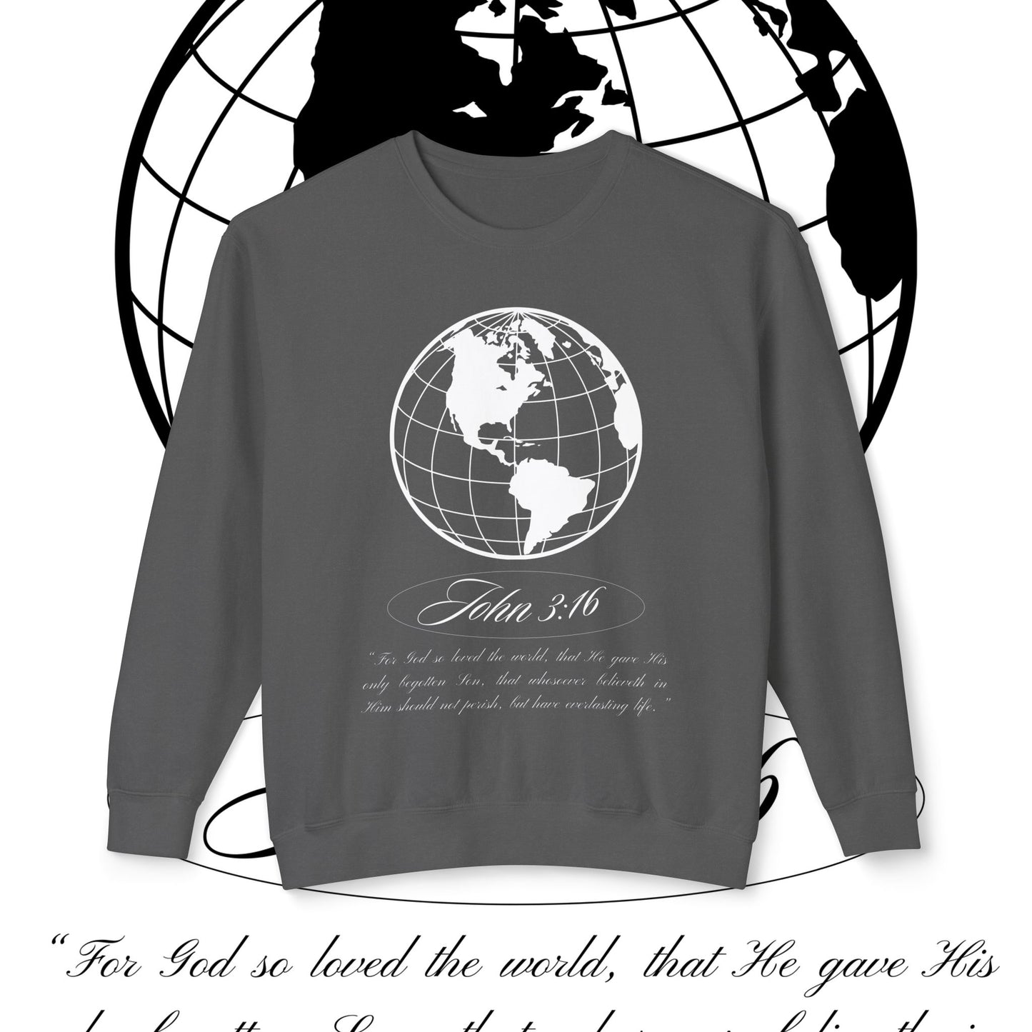 John 3:16 Sweater - Christian Unisex Lightweight Crewneck Sweatshirt (white + π)
