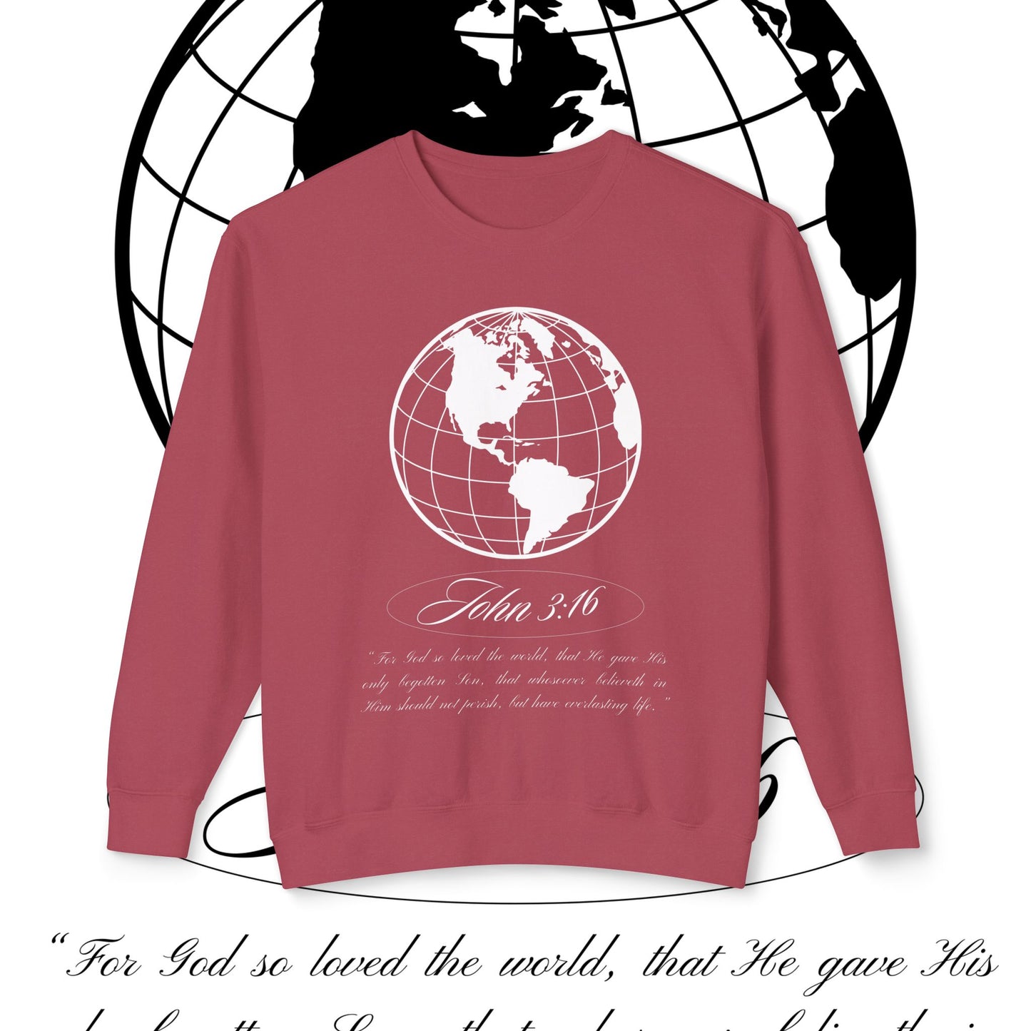 John 3:16 Sweater - Christian Unisex Lightweight Crewneck Sweatshirt (white + π)