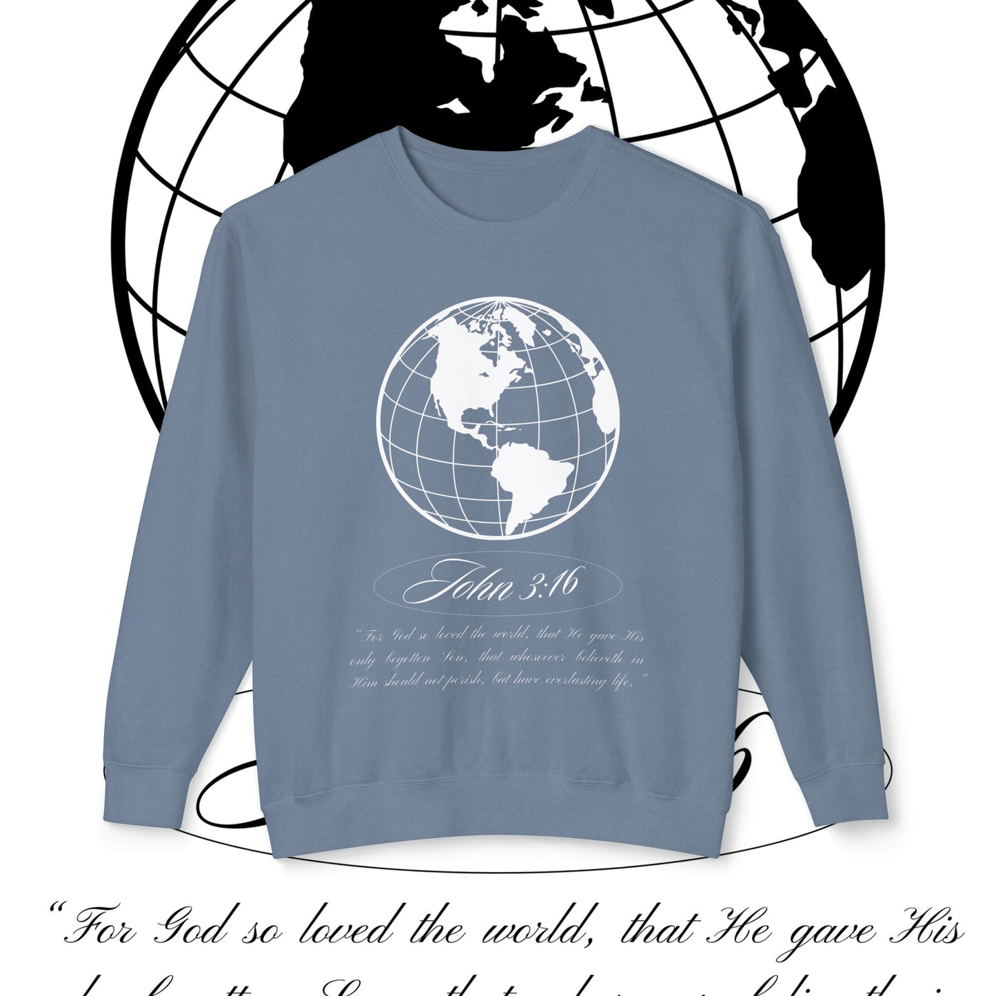 John 3:16 Sweater - Christian Unisex Lightweight Crewneck Sweatshirt (white + π)