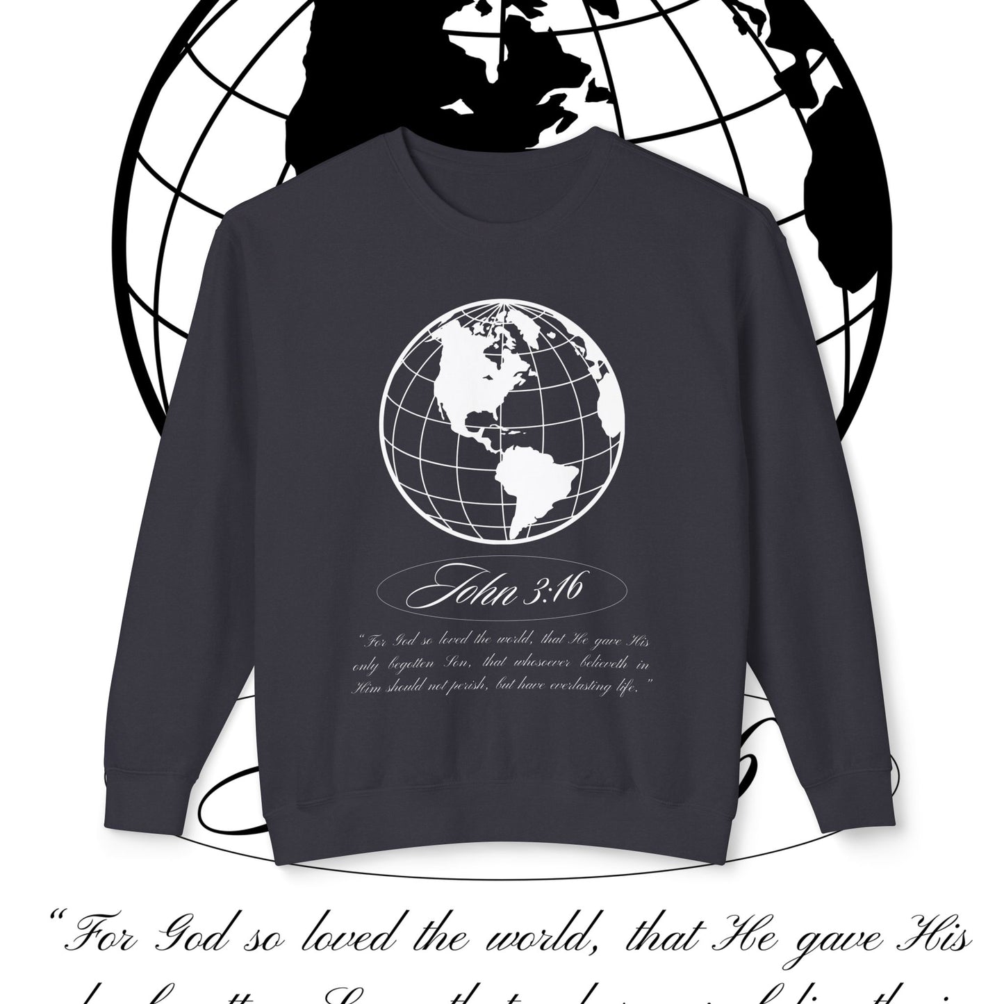 John 3:16 Sweater - Christian Unisex Lightweight Crewneck Sweatshirt (white + π)