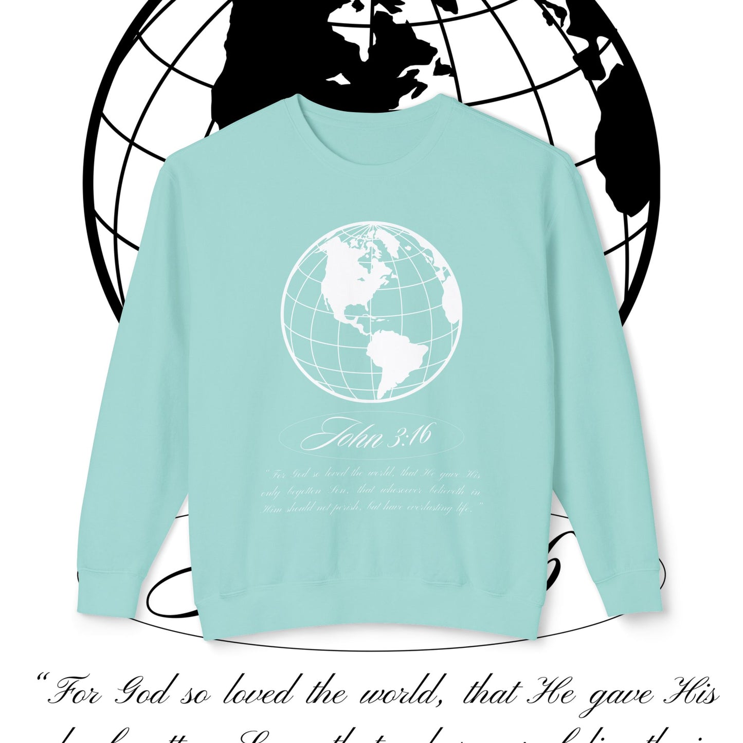 John 3:16 Sweater - Christian Unisex Lightweight Crewneck Sweatshirt (white + π)