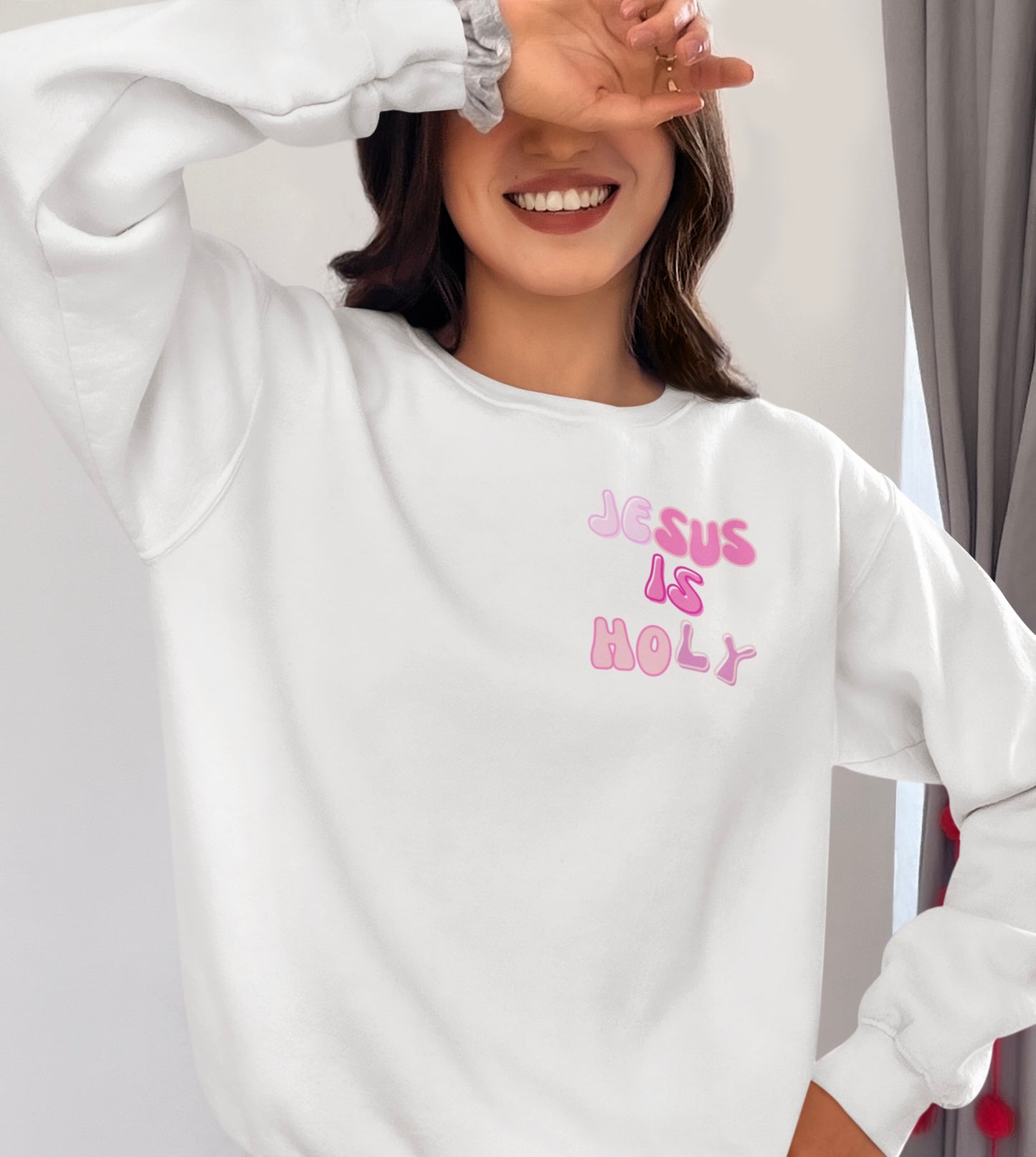 JESUS IS HOLY - Christian Lightweight Crewneck Sweatshirt/Sweater 🩷