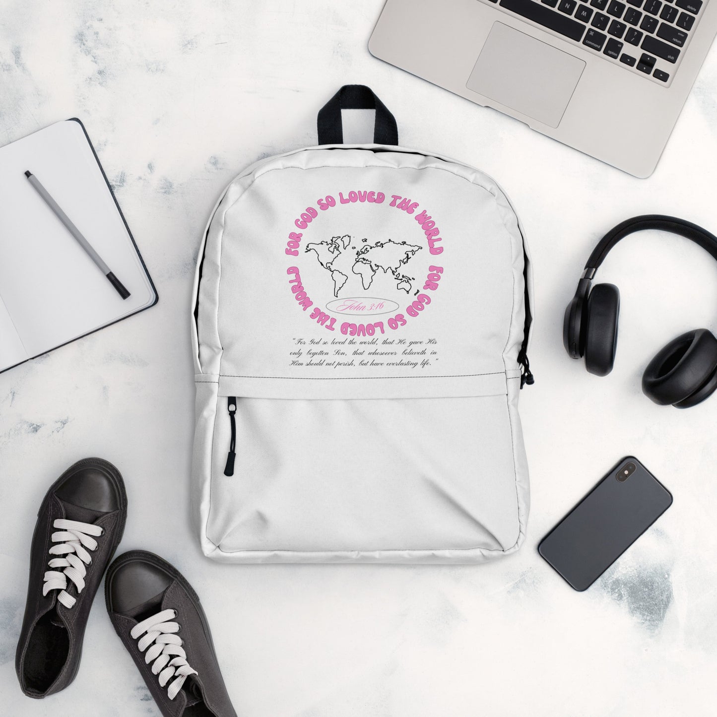 JOHN 3:16 (Pink + Black) Backpack