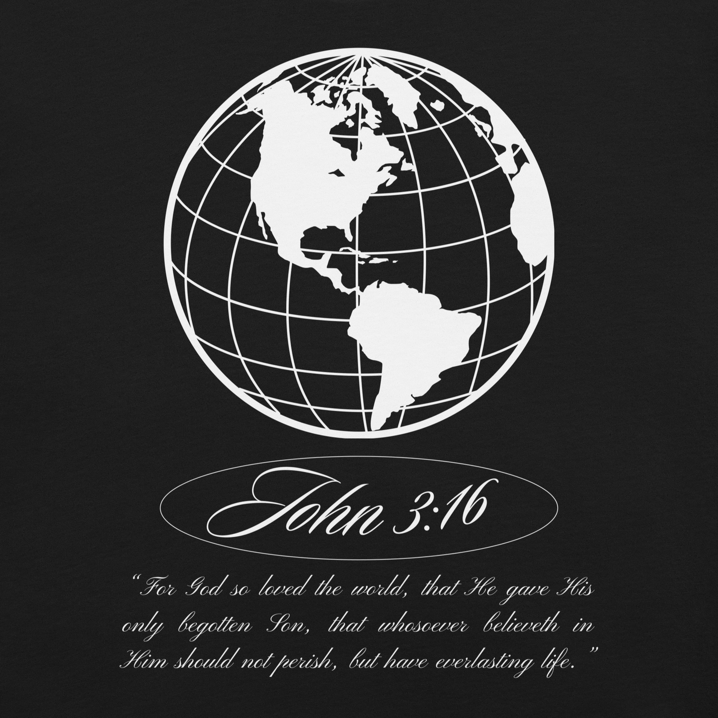 JOHN 3:16 T-Shirt (white globe) 🌏