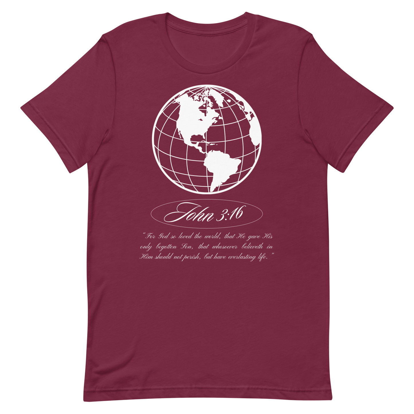 JOHN 3:16 T-Shirt (white globe) 🌏