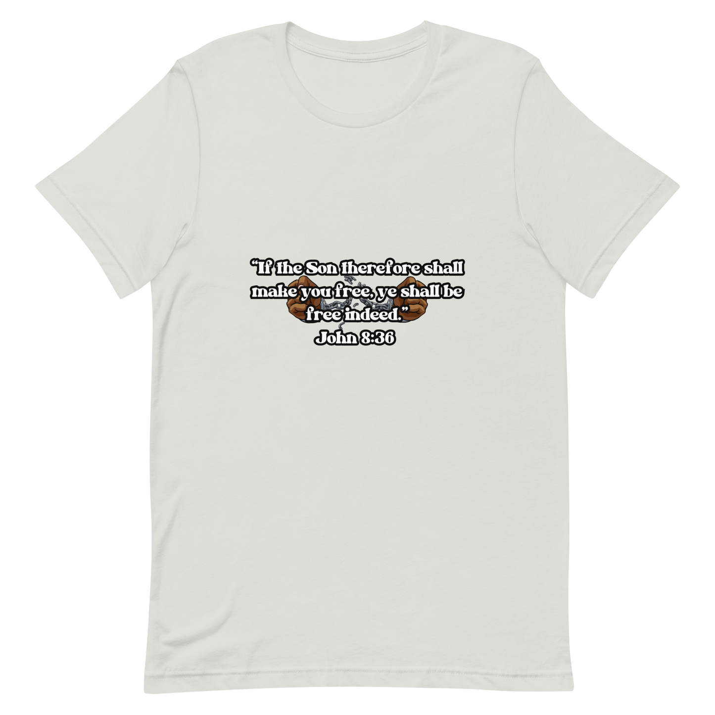 JOHN 8:36 T-Shirt (black outline) ⛓️💥🤎