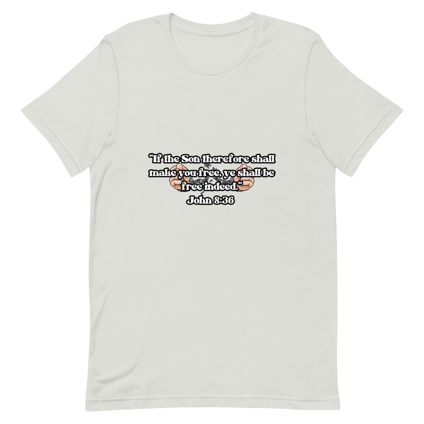 JOHN 8:36 T-Shirt (black outline) ⛓️💥🤍