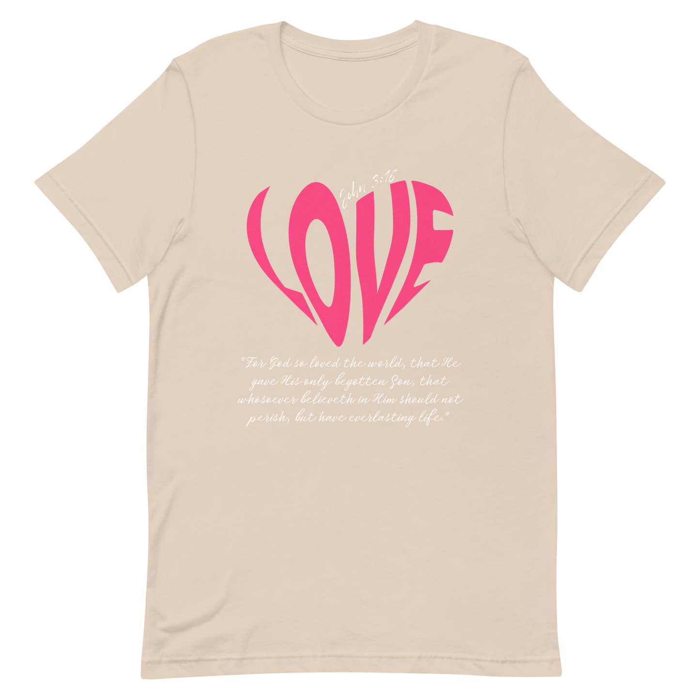 LOVE| JOHN 3:16 T-Shirt (pink & white)