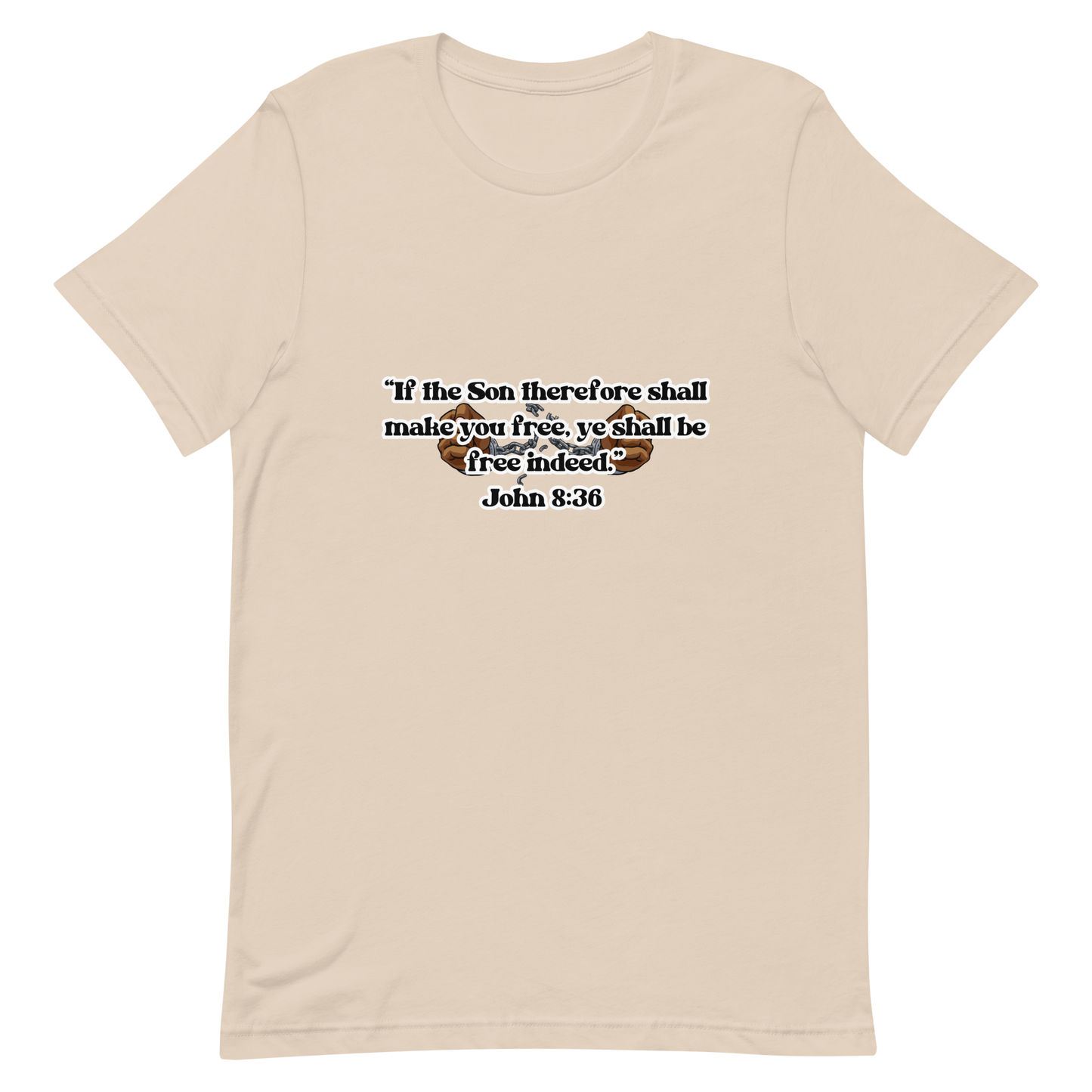 JOHN 8:36 T-Shirt (white outline) ⛓️💥🤎
