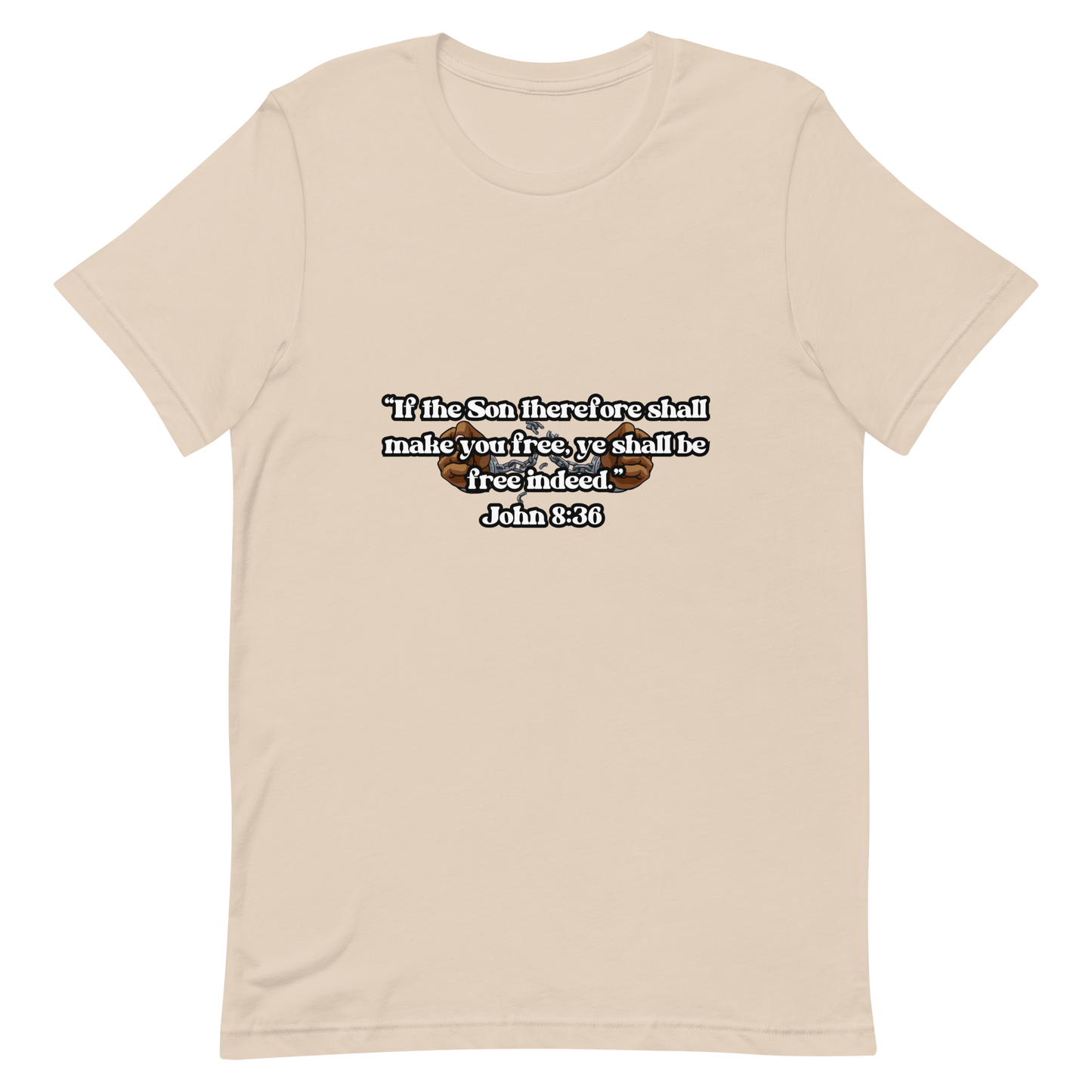 JOHN 8:36 T-Shirt (black outline) ⛓️💥🤎