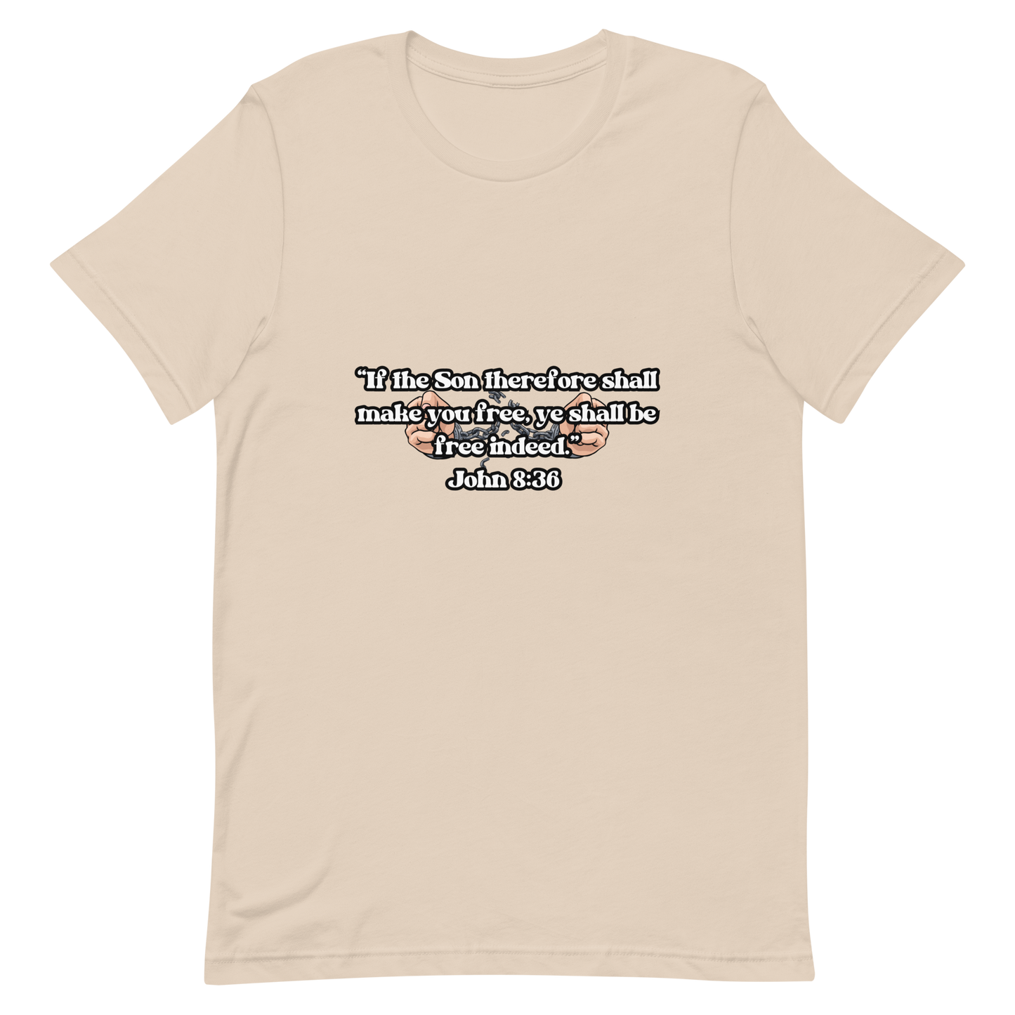 JOHN 8:36 T-Shirt (black outline) ⛓️💥🤍