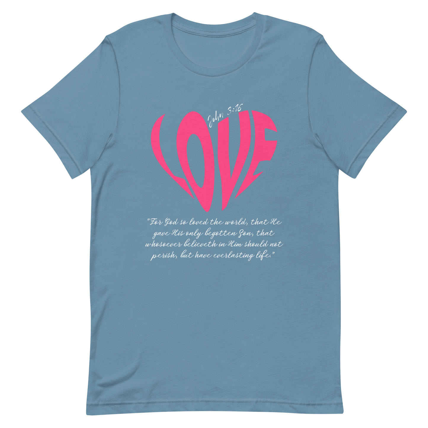 LOVE| JOHN 3:16 T-Shirt (pink & white)