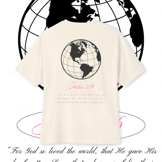 Oversized Boxy Tee - JOHN 3:16 T- Shirt 🩷