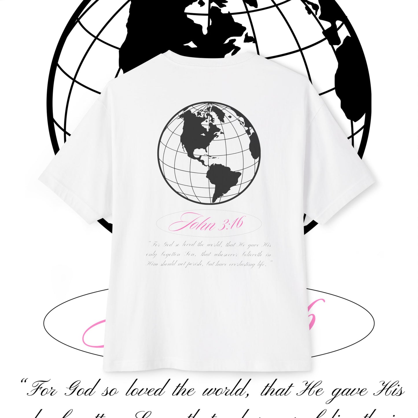 Oversized Boxy Tee - JOHN 3:16 T- Shirt 🩷