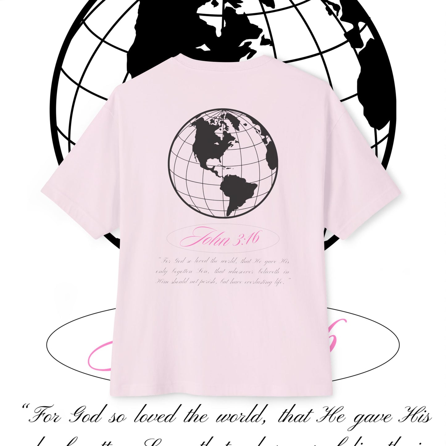 Oversized Boxy Tee - JOHN 3:16 T- Shirt 🩷