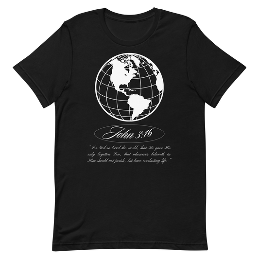 JOHN 3:16 T-Shirt (white globe) 🌏