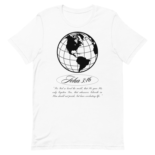 JOHN 3:16 T-Shirt (black globe) 🌎